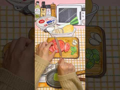 [Paper play cooking]🍚햇반 파로 통곡물밥 X 토마토계란덮밥 = 건강식 완성! #papercraft #식단해바 #햇반 #cjcheiljedang #협찬