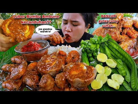 MEDOK REMPAH MENGGODA 🤤 GULAI CURRY BAKSO TELUR UDANG LALAPAN JENGKOL MENTAH  PETAI CINA 