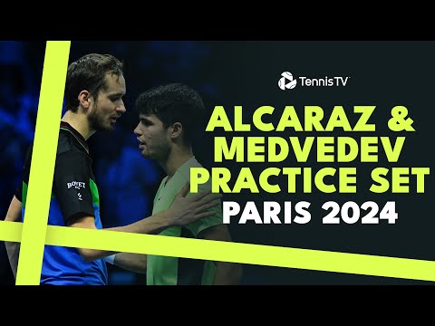 Carlos Alcaraz & Daniil Medvedev Practice Sets | Paris 2024 Court-Level