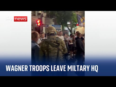 Wagner fighters leave Military Headquarters in Rostov-on-Don