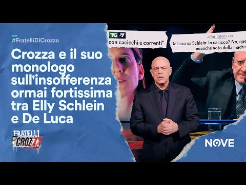 Crozza e il suo monologo sull'insofferenza ormai fortissima tra Elly Schlein e De Luca