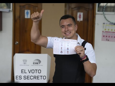 Presidential candidate Daniel Noboa casts vote in Ecuador election