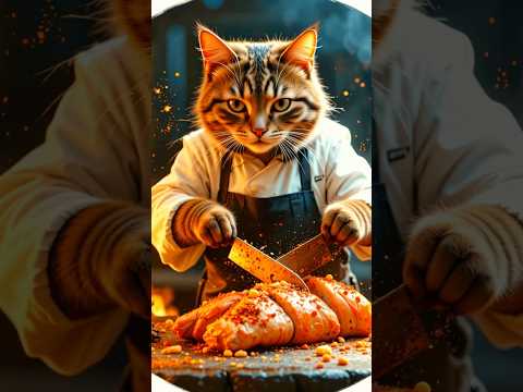 "Stylish Cat Steals Chickens 🐔 | Hilarious 3D Cat Becomes a Master Chef 🍽️" #shorts #catlovers #ai
