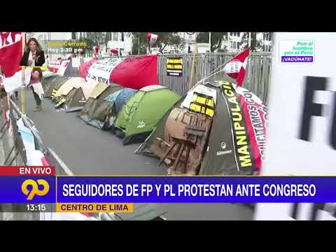 ? Seguidores de Fuerza popular y Perú libre protestan ante congreso de la República