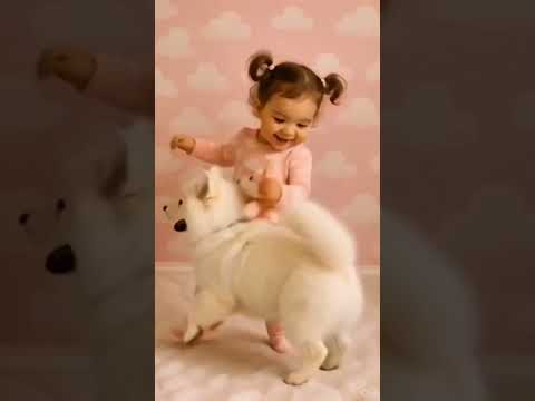 Baby Lilly playing with dog #poem #babydance #babylilly #dog #cutebaby #fyp #shorts