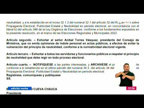 JEE concluye que no hubo infracción a la ley electoral por parte del jefe de gabinete, Aníbal Torres