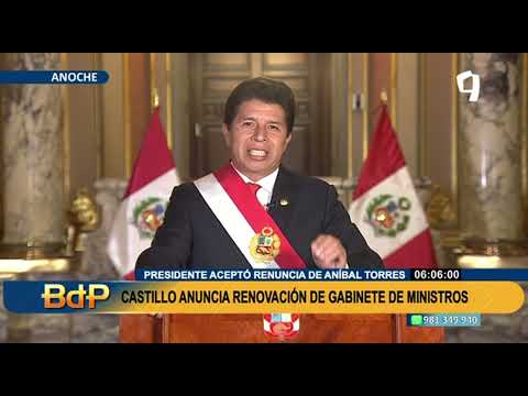 Pedro Castillo acepta renuncia de Aníbal Torres y anuncia que renovará el Gabinete Ministerial
