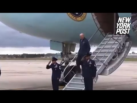 Joe Biden slips, nearly tumbles while exiting Air Force One