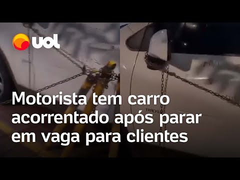 Motorista estaciona em vaga de loja e comerciante acorrenta o carro em Santo André; veja vídeo