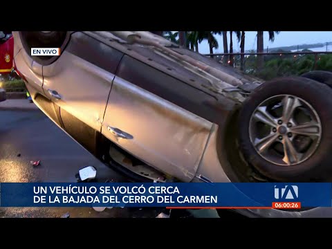 Se registró el volcamiento de un vehículo en el cerro del Carmen, en Guayaquil