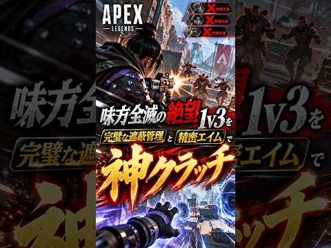 【APEX】圧倒的なトラッキング!味方全滅の絶望1v3を完璧な遮蔽管理と精密エイムで覆す神クラッチ#apex #apexlegends #fyp #おすすめ #tiktok #ゲーム #shorts