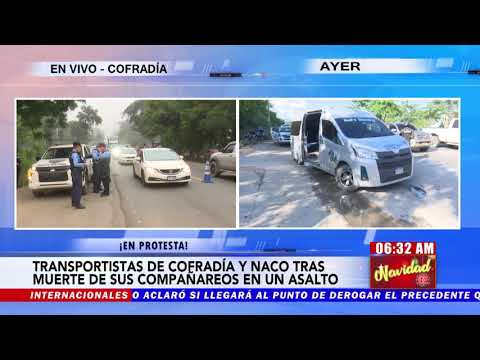 ¡Tras reciente crimen! Choferes y ayudantes de bus protestan en Cofradía, exigiendo seguridad