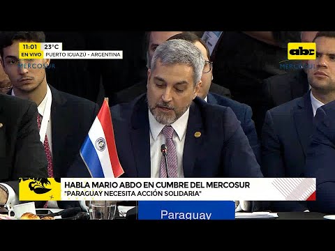 Habla Mario Abdo en cumbre del Mercosur