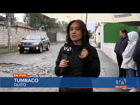 Vecinos de Tumbaco, nororiente de Quito, piden el arreglo de una vía en mal estado