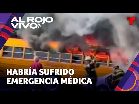 Autobús escolar totalmente ocupado arde en llamas luego de chocar con un auto en Nueva York