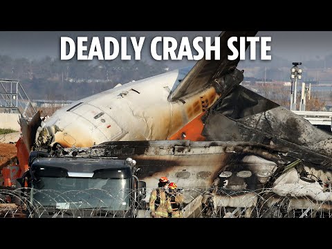 LIVE: View of crash site at South Korea Muan International Airport after plane exploded killing 179