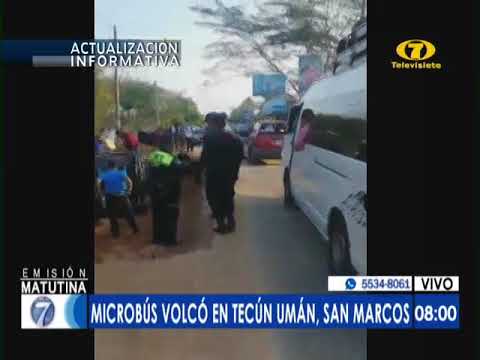 Varios heridos en volcamiento de microbús en Tecum Umán
