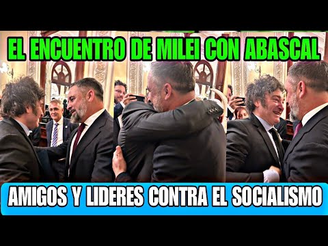 ENCUENTRO DE JAVIER MILEI CON SANTIAGO ABASCAL MOSTRANDO LA  AMISTAD Y BUENA SINTONIA DE LOS LIDERES