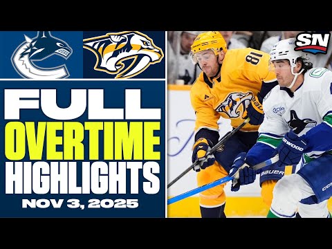 Vancouver Canucks at Nashville Predators | FULL Overtime Highlights - November 3, 2025