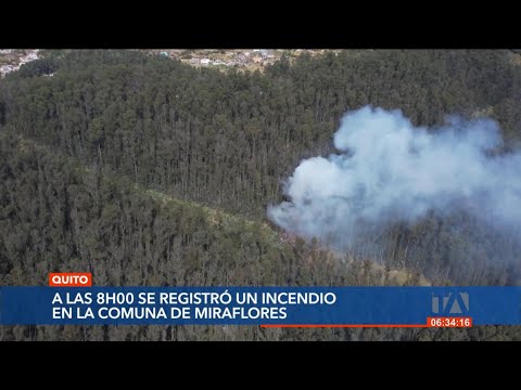 Un incendio forestal afectó a la Comuna de Miraflores, en Quito