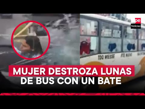 Chorrillos: Mujer DESTROZA lunas de autobús que había chocado con su auto