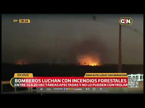 Bomberos siguen luchando con incendios forestales en la ruta Luque - San Bernardino