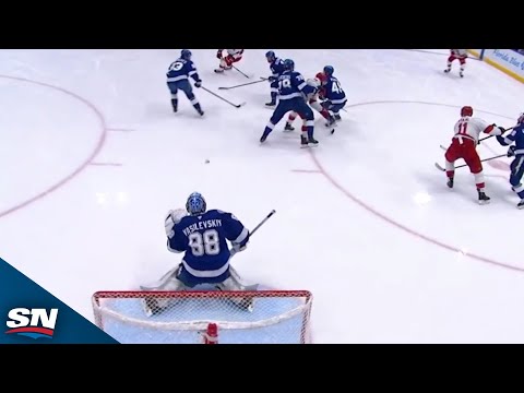Lightnings Andrei Vasilevskiy whiffs on soft floating puck
