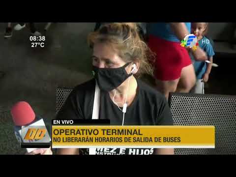 Operativo en la terminal de Ómnibus de Asunción