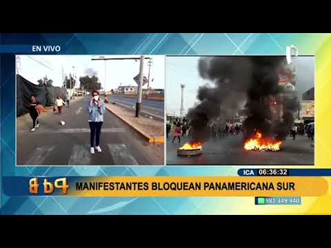 Ica: Manifestantes bloquearon la Panamericana Sur para exigir cierre del Congreso (2/2)