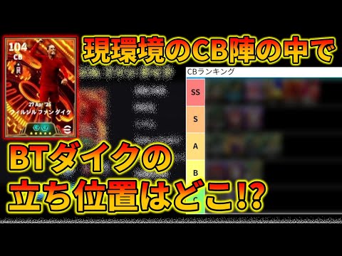 現環境のCBTier表を作成！！BTファンダイクはどの位置だ！！【イーフトアプリ2025】