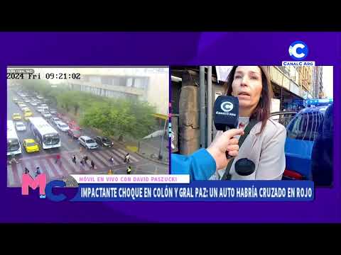 Impactante choque en Colon y General paz: un auto habría cruzado en rojo