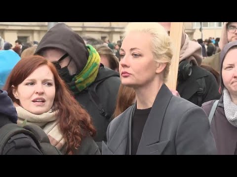 Yulia Navalnaya attends protest against Russian elections in Berlin