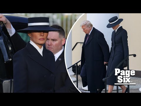 Melania Trump goes classic in navy coat and hat for Donald Trump inauguration