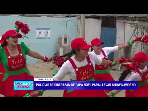 Policías se disfrazan de Papá Noel para llevar show navideño