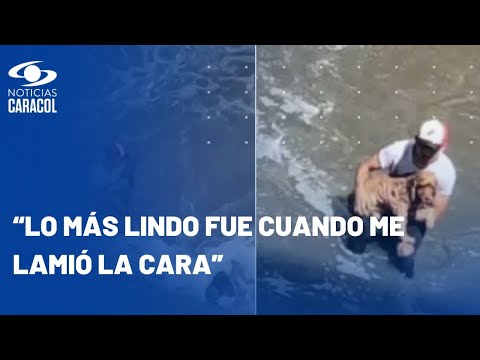 “Dios me puso allí”: hombre se lanzó al río Medellín para salvar a un perrito