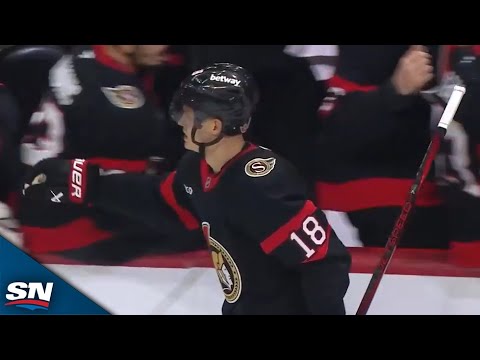 Senators Tim Stutzle Blasts One-Timer From Slot Past Oilers Stuart Skinner