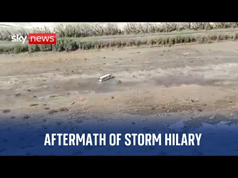 Aerial footage shows aftermath of Storm Hilary in California