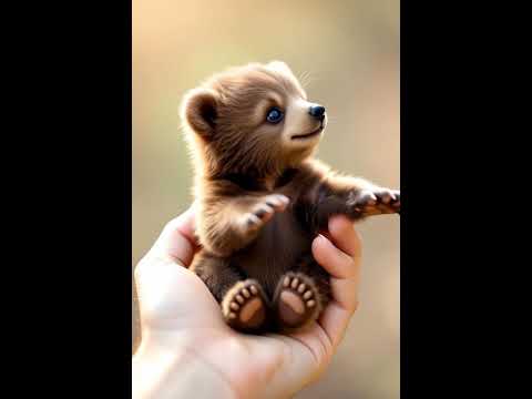 viral cute baby bear in human hand 📸 #cute #aishorts #animals #wildlife #motivation #youtubeshorts