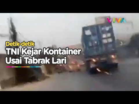 Karma Instan! Truk Kontainer Tabrak Lari Pemotor Diuber TNI Berakhir...