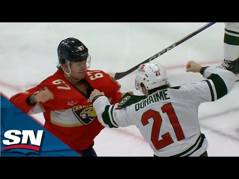 Panthers William Lockwood Helped Off Ice After Dropping Gloves With Wilds Brandon Duhaime