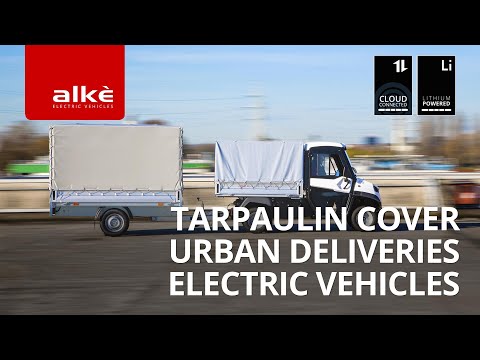 Electric commercial vehicle with tarpaulin cover - urban deliveries, logistics and more. Watch now!