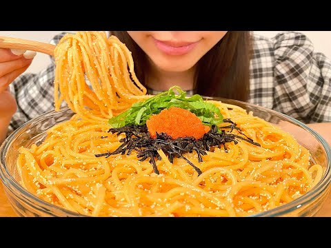 【大食い】明太子パスタを爆食いする幸せ晩ごはん【料理ルーティン】