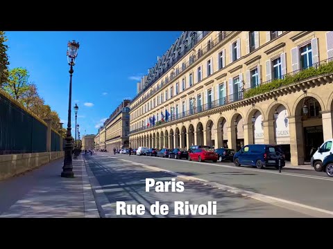 Paris city walks Rue de Rivoli Paris, France 4K