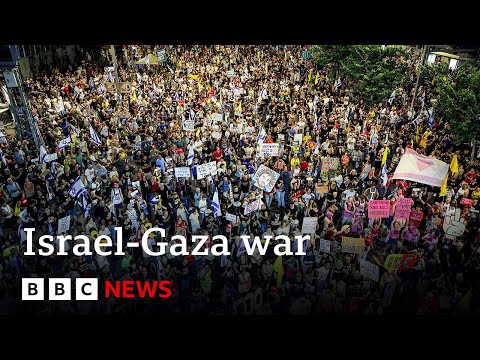 Thousands demand peace during protest in Israel's capital Tel Aviv | BBC News