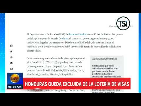 Honduras queda excluida de la lotería de visas