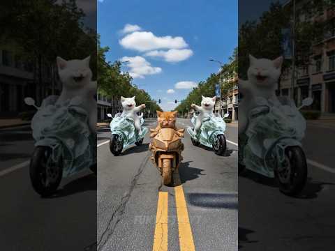 Sad Kitten rides a Cardboard Motorcycle #cats #cutecat #funny #catlovers