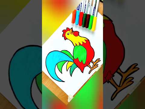 Rooster Drawing and Coloring || Rooster Drawing 🐓 😍  #drawing #coloring #rooster