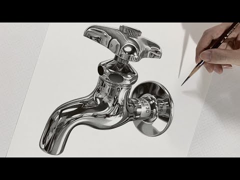 鉛筆画 蛇口を描いてみた・Pencil Drawing a Faucet