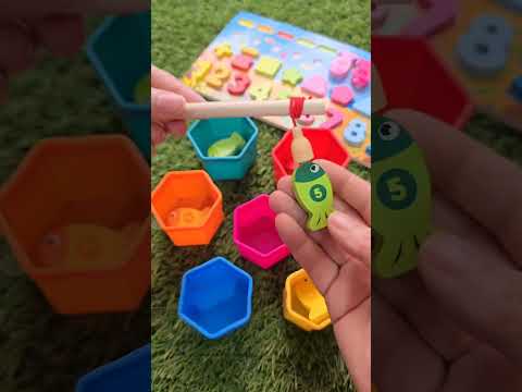 تعليم العد🐍1️⃣🔟 مع الاكواب🍵 وصيد السمك الخشبية المغناطيسيه🍑🫚🐟🐡
