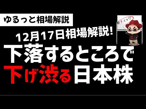 【12月17日のゆるっと相場解説】日本株市場は下落しそうなところで意外下げない底堅い相場なのか？ズボラ株投資